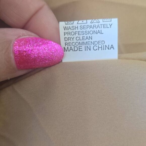 Lorraine Beige Chiffon w/ Mini Floral Prt. Gold Threads, Bohemian Dress, NWT, 12 - Picture 11 of 11